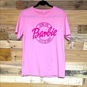 Size L Pink Barbie Graphic “Come On Barbie Let’s Go Party” Short Sleeve T-Shirt
